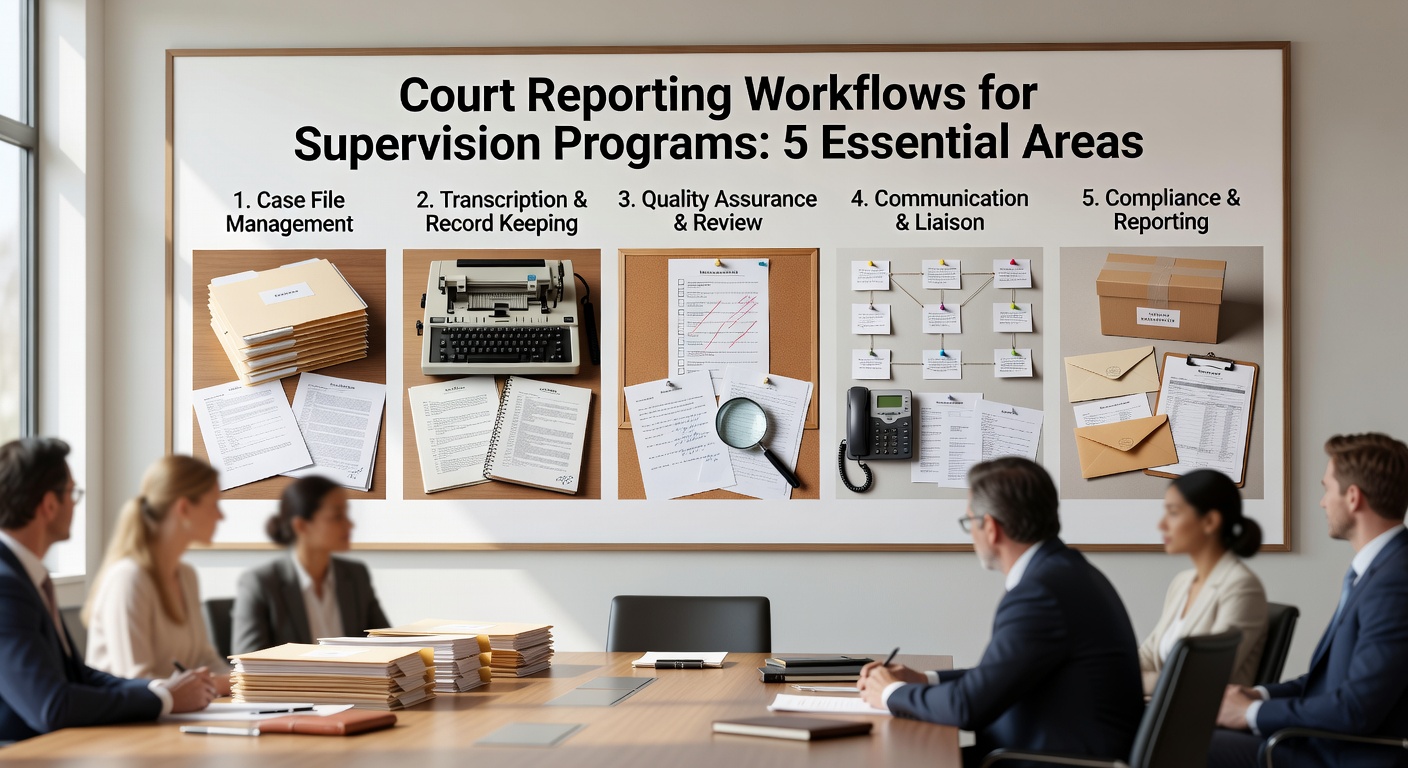 Learn 5 essential areas for effective court reporting workflows in supervision programs. Reduce admin burden while maintaining compliance and audit readiness.