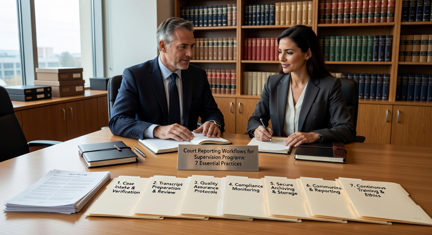 Essential practices for court reporting workflows in supervision programs: risk-based documentation, automated compliance tracking, and administrative efficiency strategies.