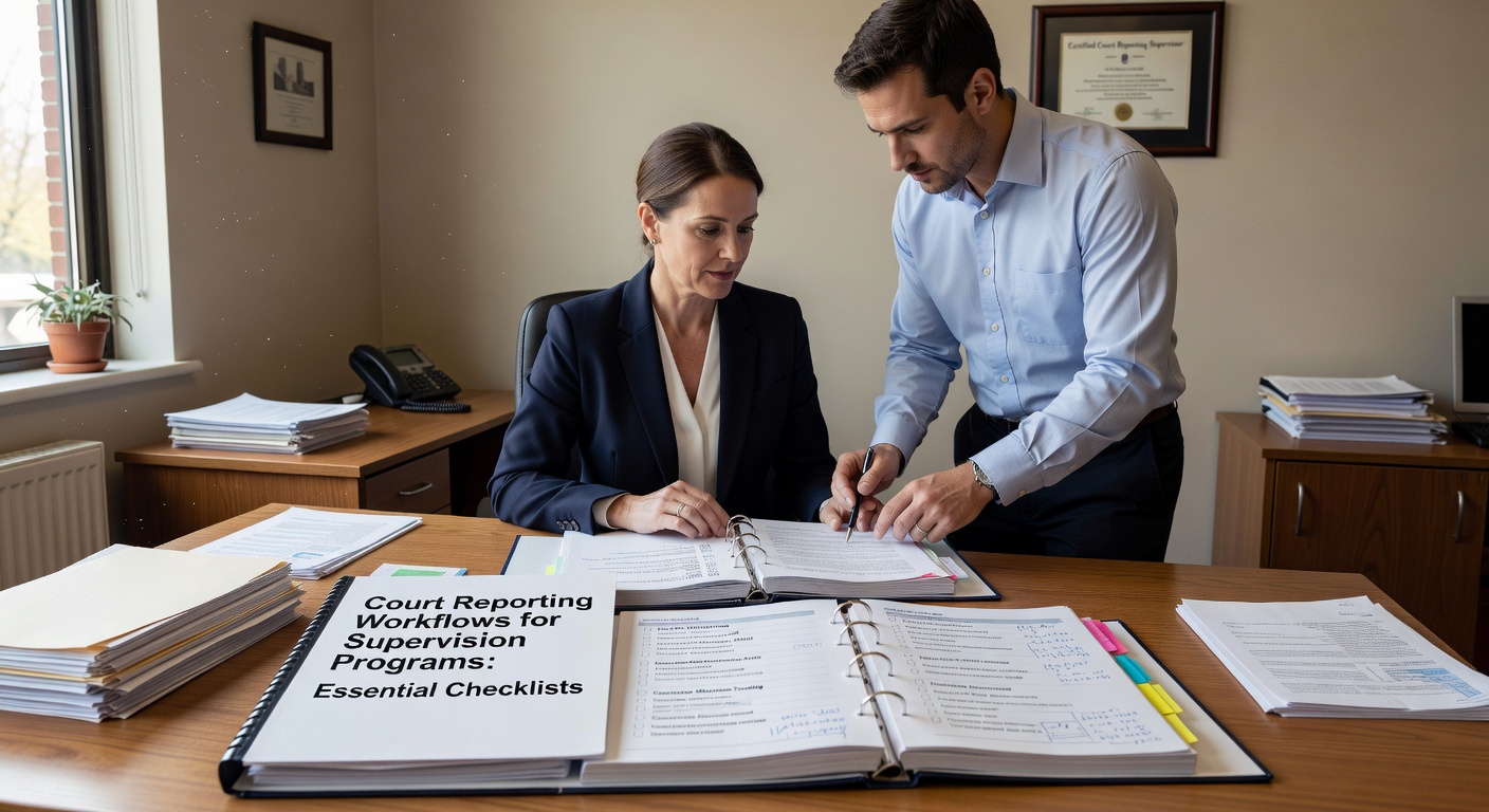 Essential documentation standards and checklists for supervision programs reporting to courts. Streamline progress reports, violation documentation, and compliance tracking.